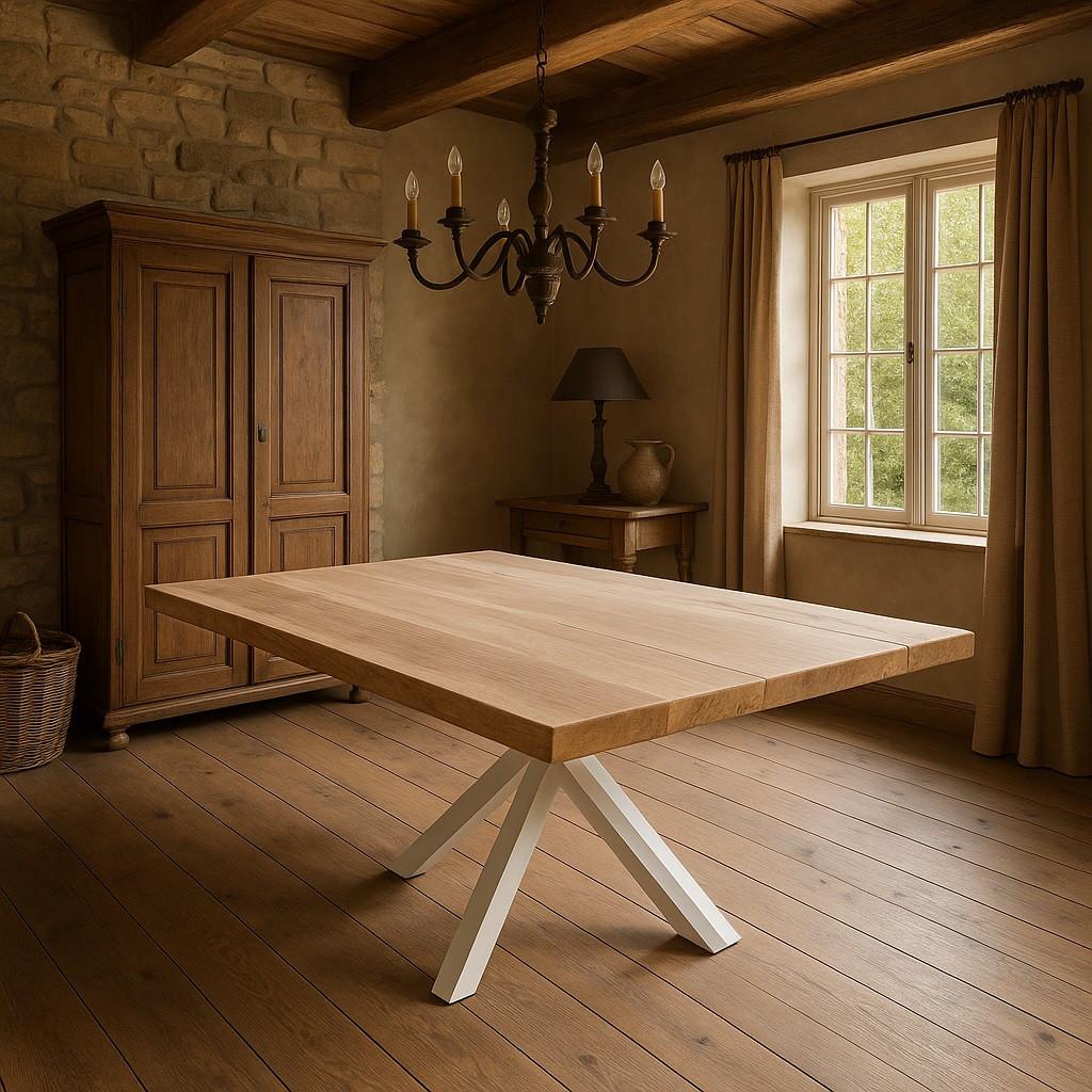 EIKEN BOOMSTAMTAFEL 210X100 MET ONDERSTEL NAAR KEUZE