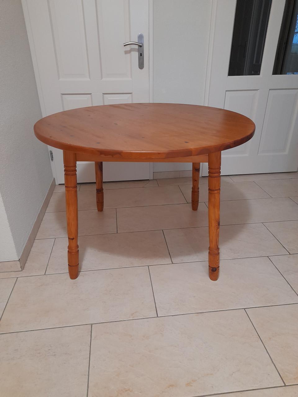 Massief houten ronde tafel 106 x 73H ( in goede nette staat )