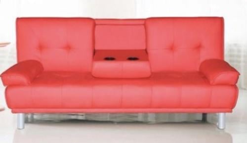 Toffe cinema (slaap)bank, leatherlook rood