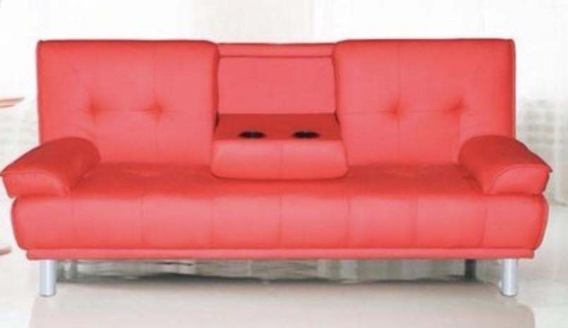 Toffe cinema (slaap)bank, leatherlook rood
