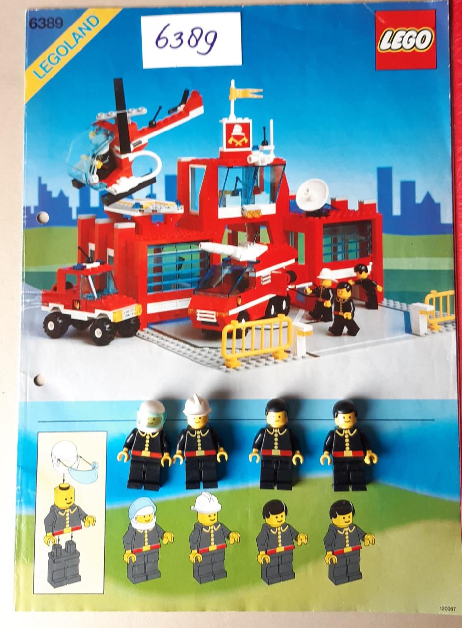 Lego Classic town 6389: brandweerkazerne + heli, spuitwagen, brandweerauto