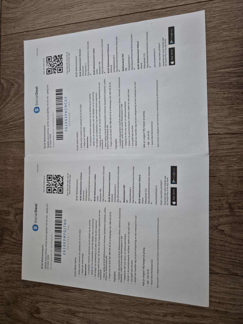 2x toegangs kaarten Welnessresorts