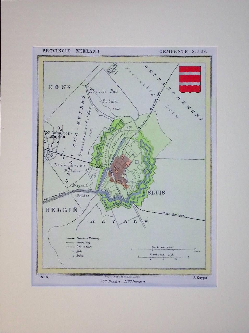 Hist. kaarten van J. Kuyper nu in kleur van Zw. Vlaanderen