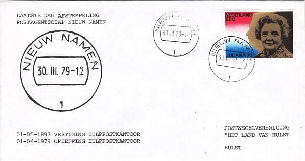 Envelop Nieuw-Namen Laatste Dag Afstempeling