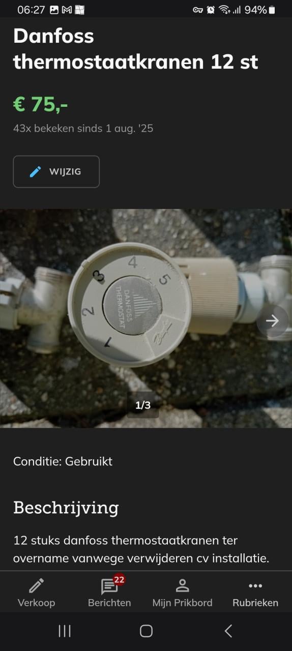 Danfoss thermostaat kranen c.v. 11 stuks