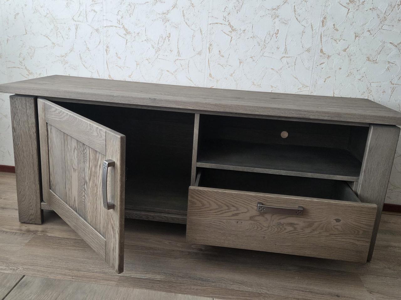 Eiken tv-kast grijs/bruin