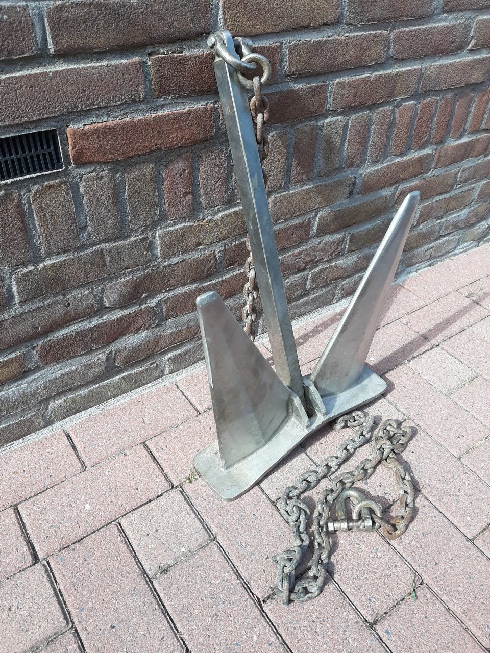 Roestvrijstaal klapanker voor boot incl ketting