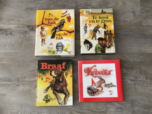 4x Rien Poortvliet - Hak/Tak, Hooi/Gras, Braaf, Kabouters Spreekwoorden