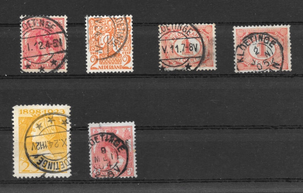 Oude zegels met diverse soorten afstempeling 'Kloetinge'