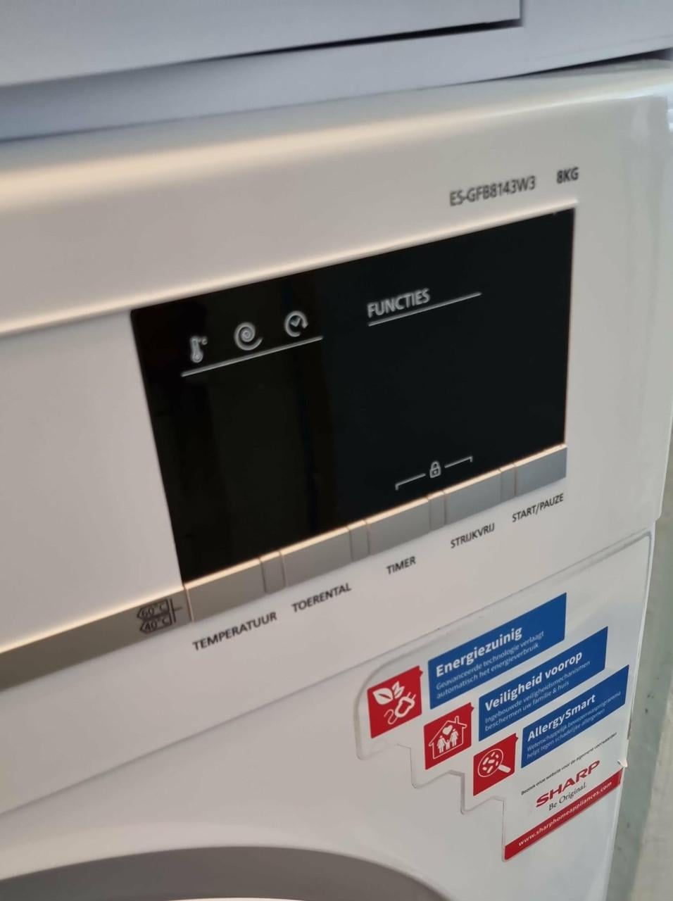 Sharp wasmachine 8 kg A+++ in prima staat