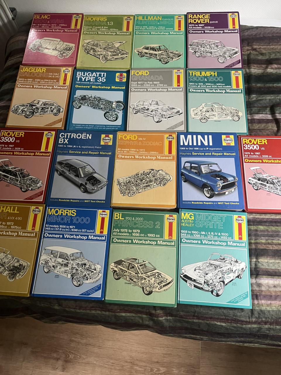 Oldtimer Haynes Manuals 16 stuks