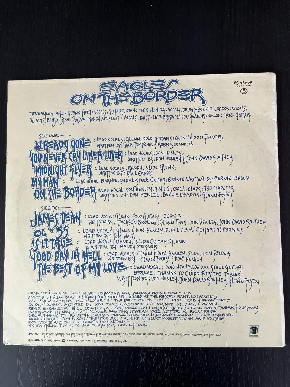 LP The Eagles, titel'On The Border'.