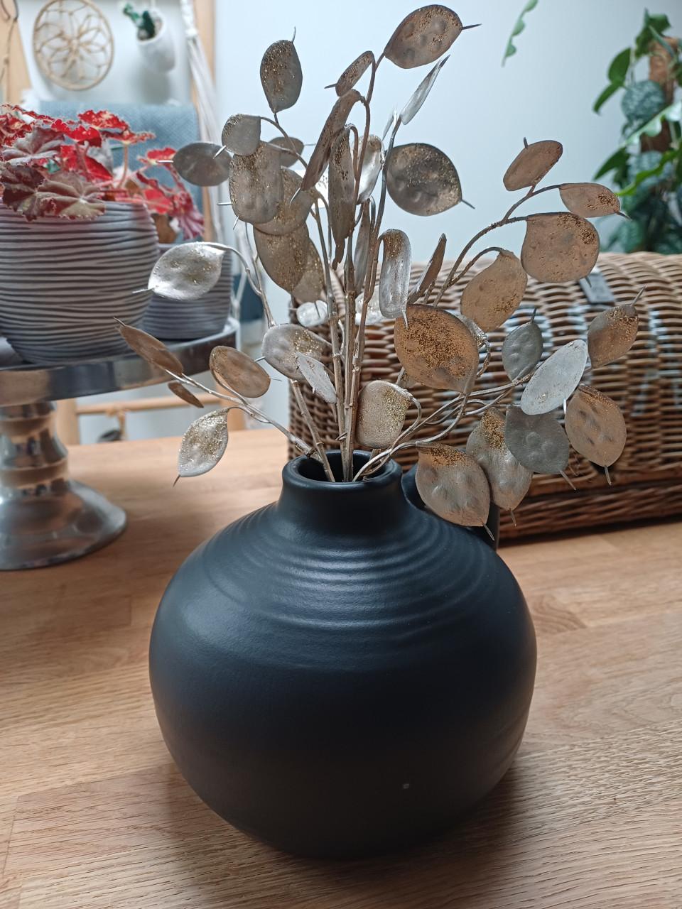 Supergave VAAS van aardewerk met glitter kunsttak