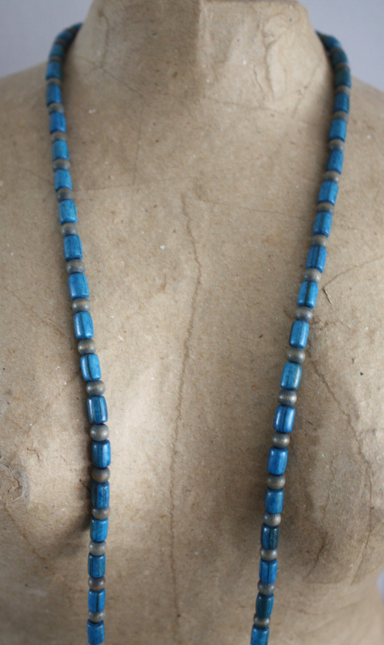 Ketting turqaise -grijze steentjes