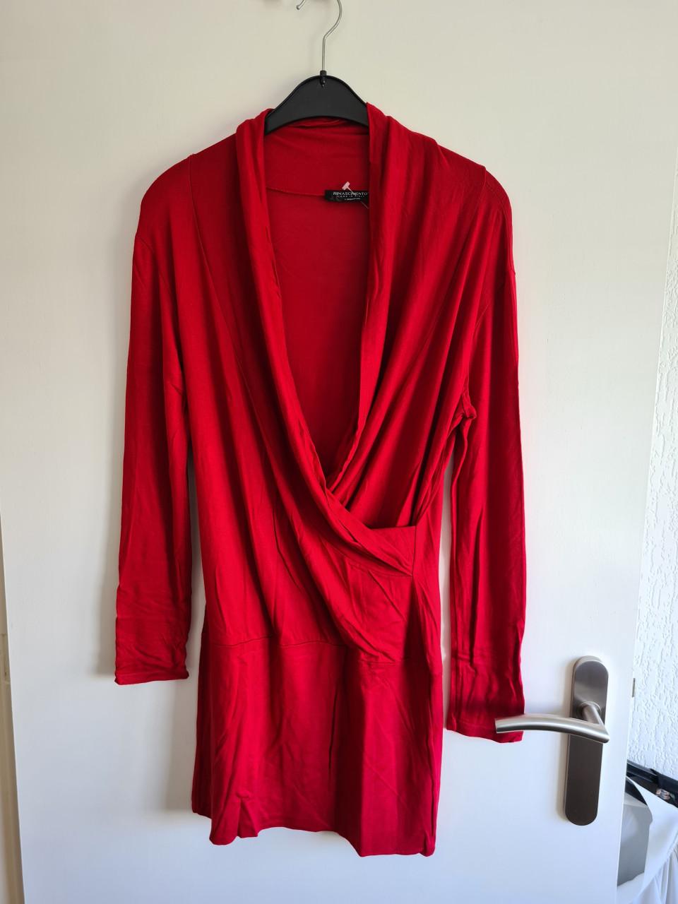 Rinascimento lange rode dunne waterfall trui / tuniek  Maat M