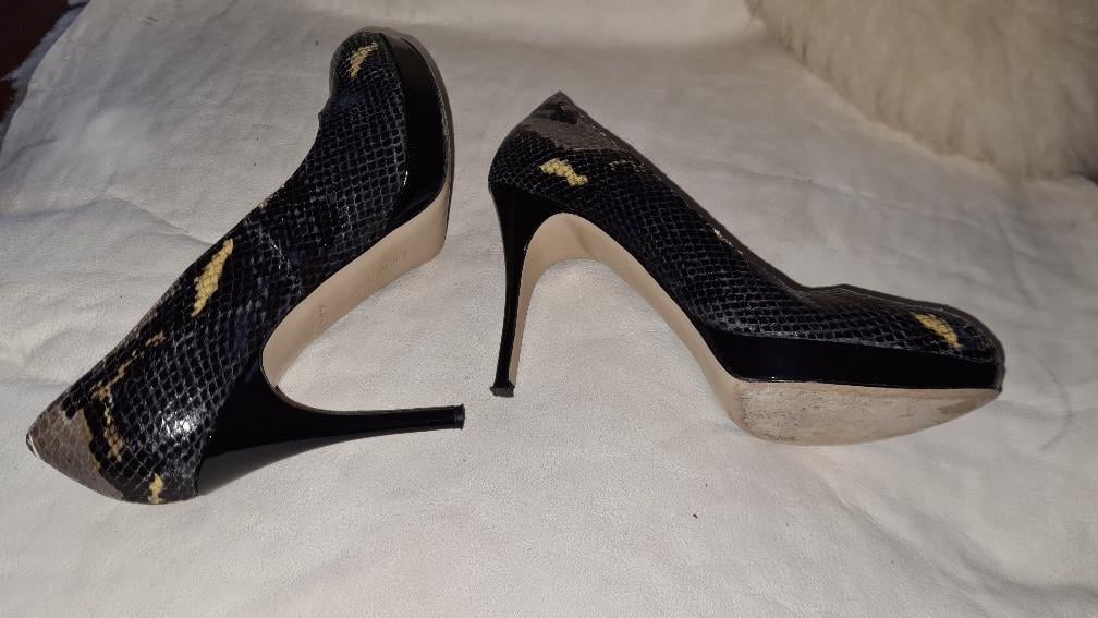 Luciano Padovan: Fraaie high heels zwart reptiel maat 41