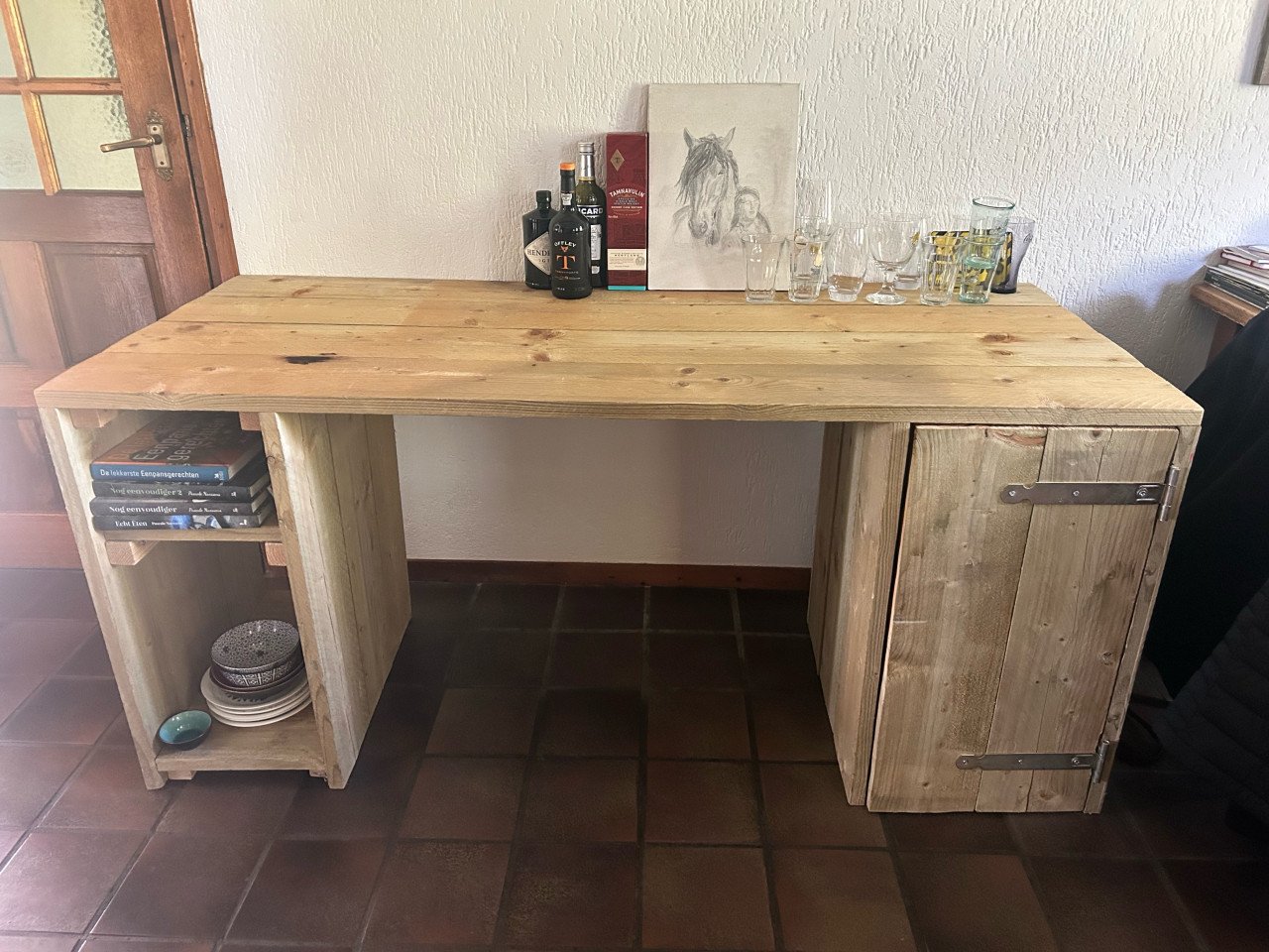 Steigerhouten bureau, oerdegelijk handgemaakt