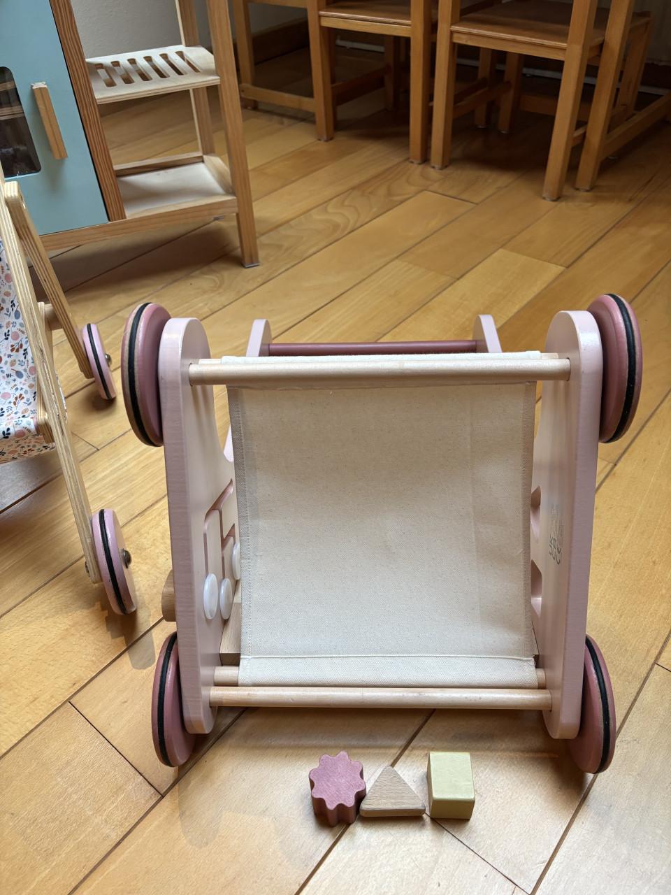 Little Dutch speel en loopwagentje, roze, vogel/vlinder/bloem motief