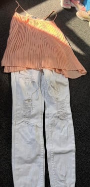Blouse met spijkerbroek
