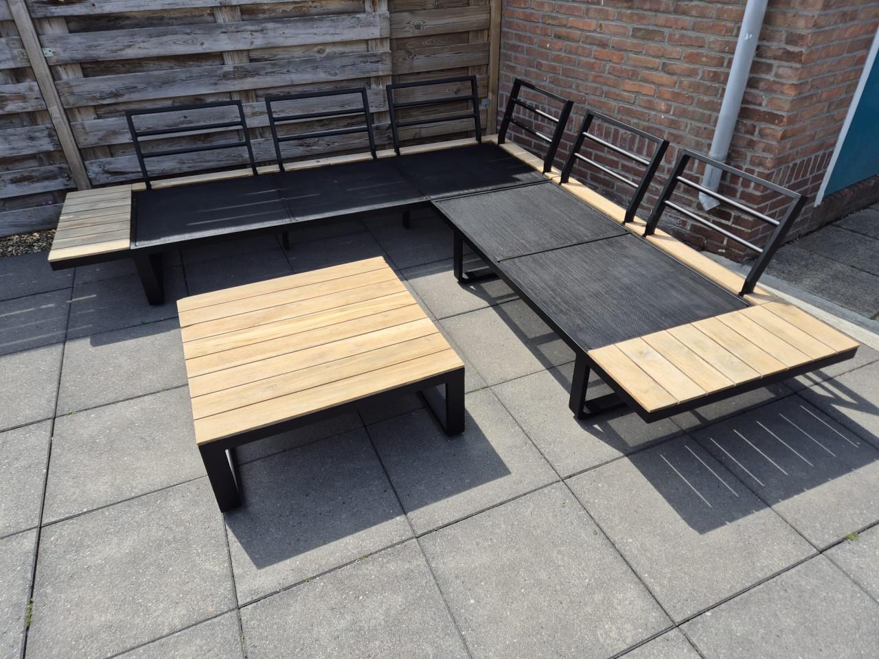 Aluminium/Hout Loungeset 250 x 250 cm(Bezorging mogelijk)
