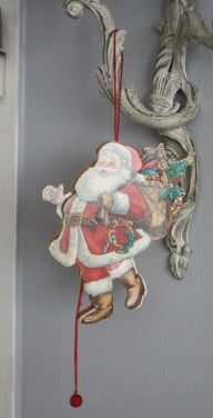 Houten trekpop kerstman