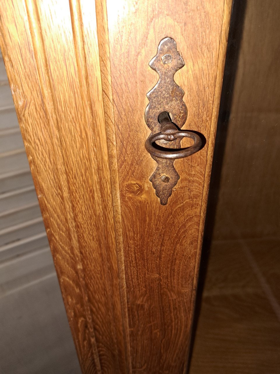 🌞 Mooie oude massief eiken hoge kast met vitrinegedeelte en 5 laden 🌞