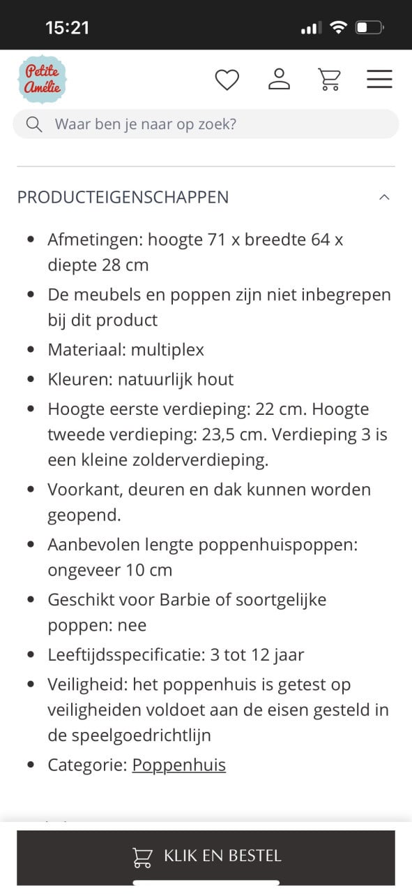 Houten poppenhuis inclusief meubeltjes en poppetjes