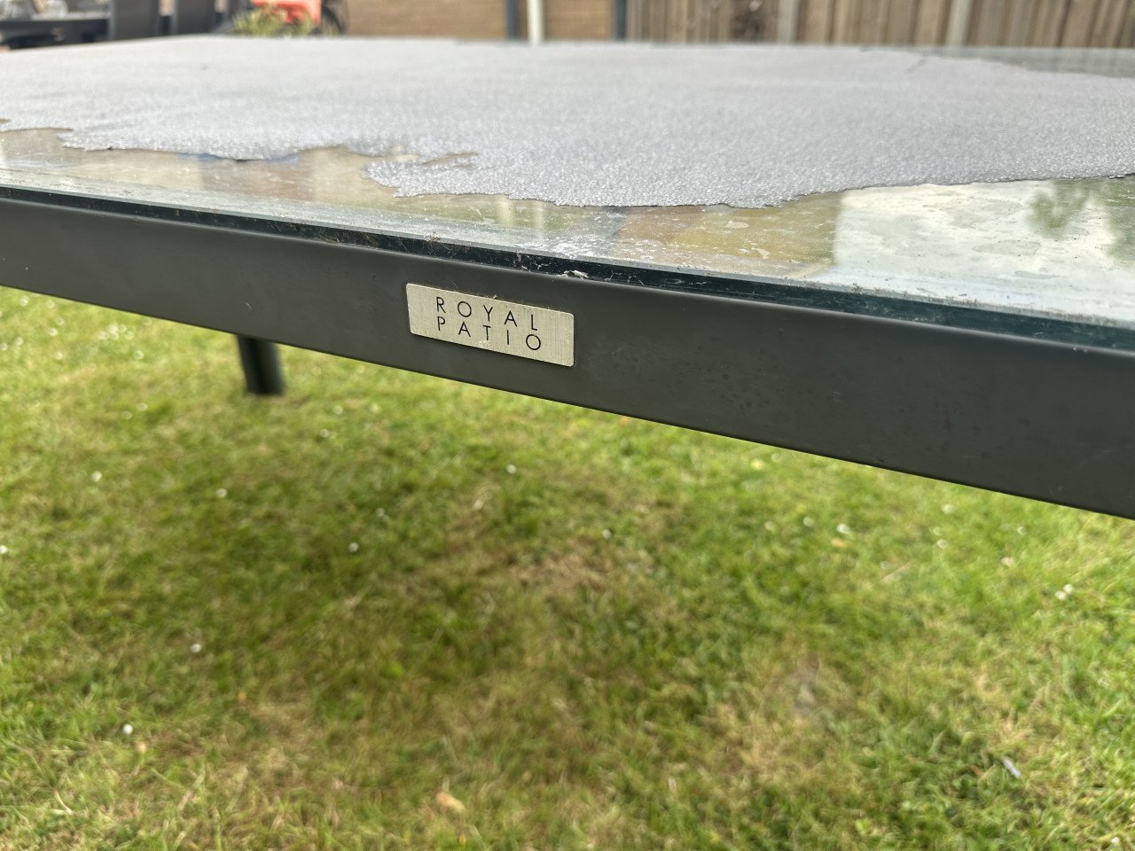 Tuintafel aluminium met glas 2.15x1.00