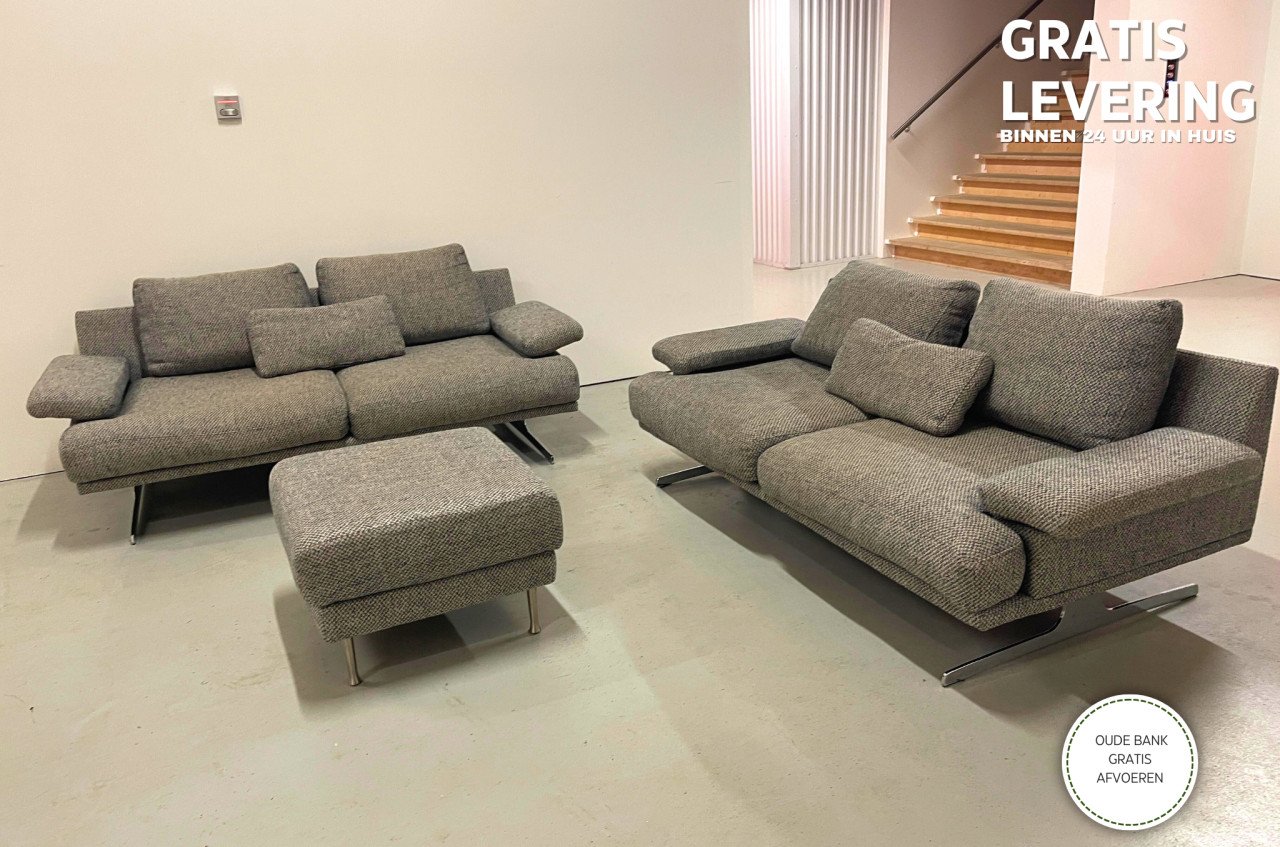 GRATIS LEVERING HEEL NL Montel Grijs Stoffen Bankstel