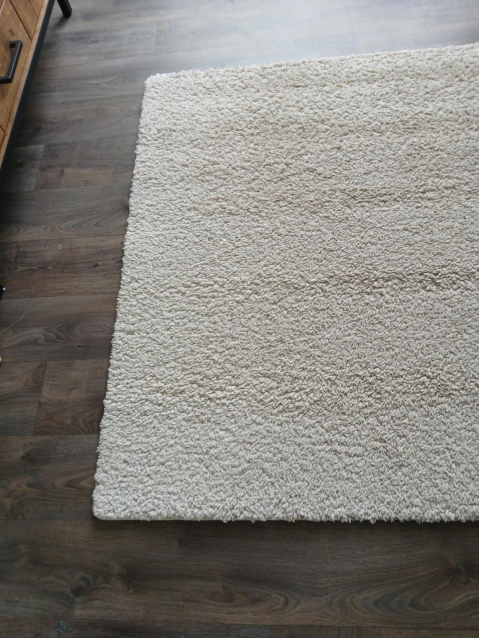 Zwaar, degelijk Crème wit vloerkleed hoogpolig 145cm x 180cm