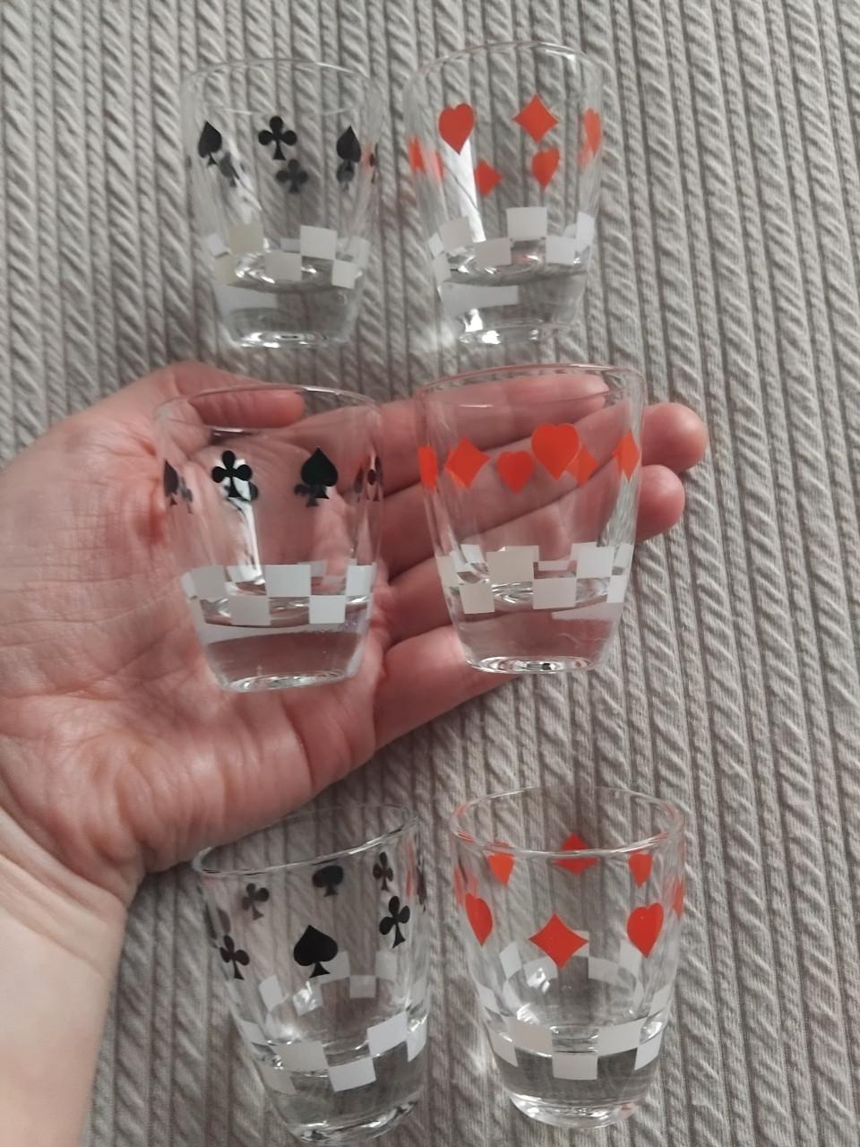 Vintage Borrelglaasjes Speelkaartmotief