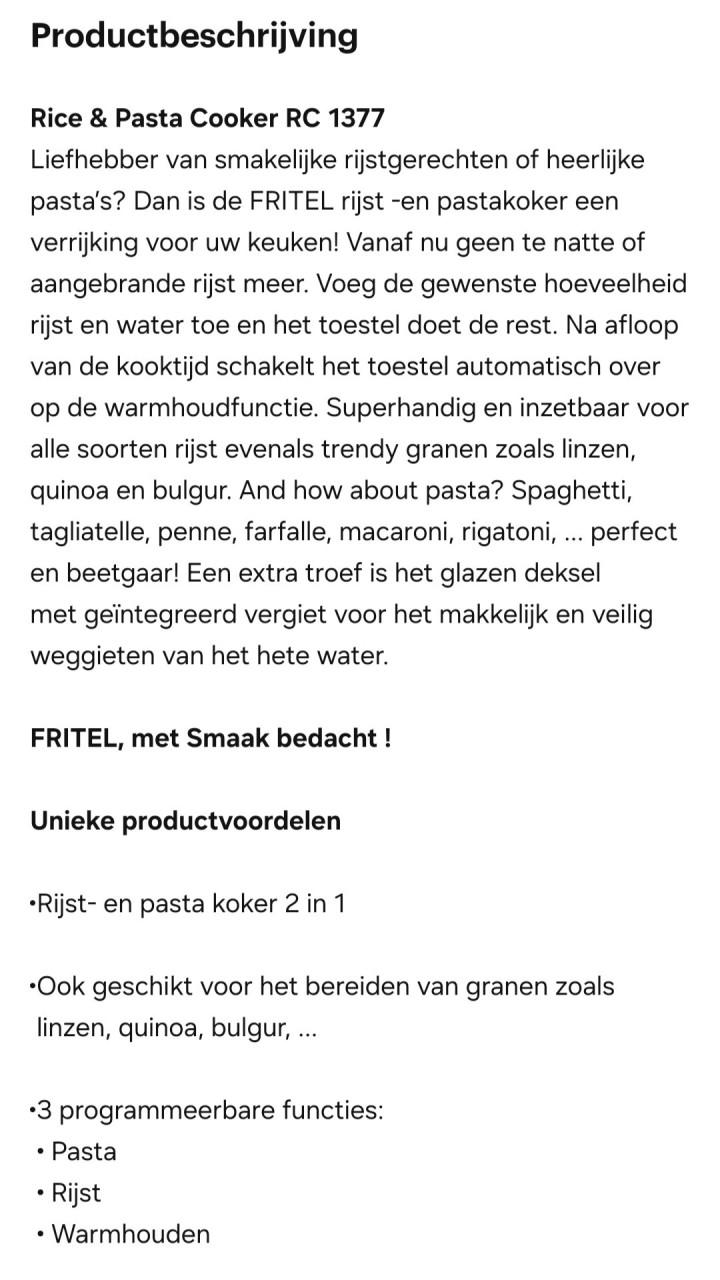 Rijst en Pasta koker