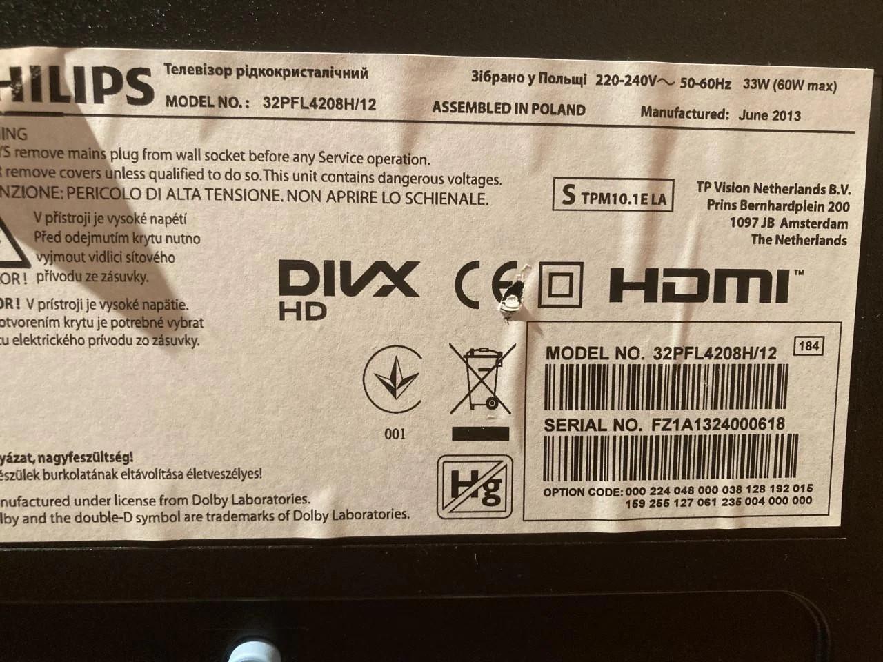 Philips 32 PFL4208H/12 HD tv