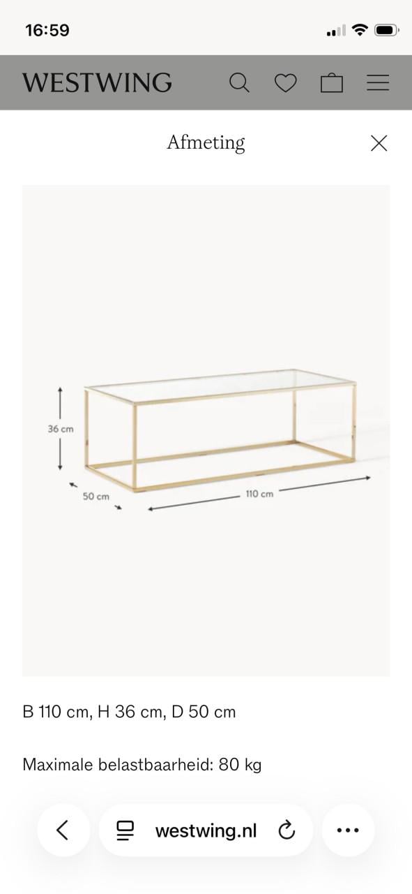 Gouden salontafel met glazen tafelblad en onderzetters