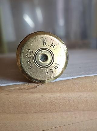 Koperen Kogelhuls 20mm uit 1943