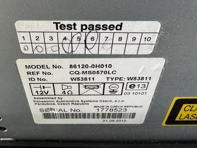 PANASONIC radio CD: PEUGEOT 107 (TOYOTA AYGO CITROËN C1)