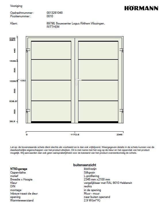 Hörmann openslaande garagedeur NT60
