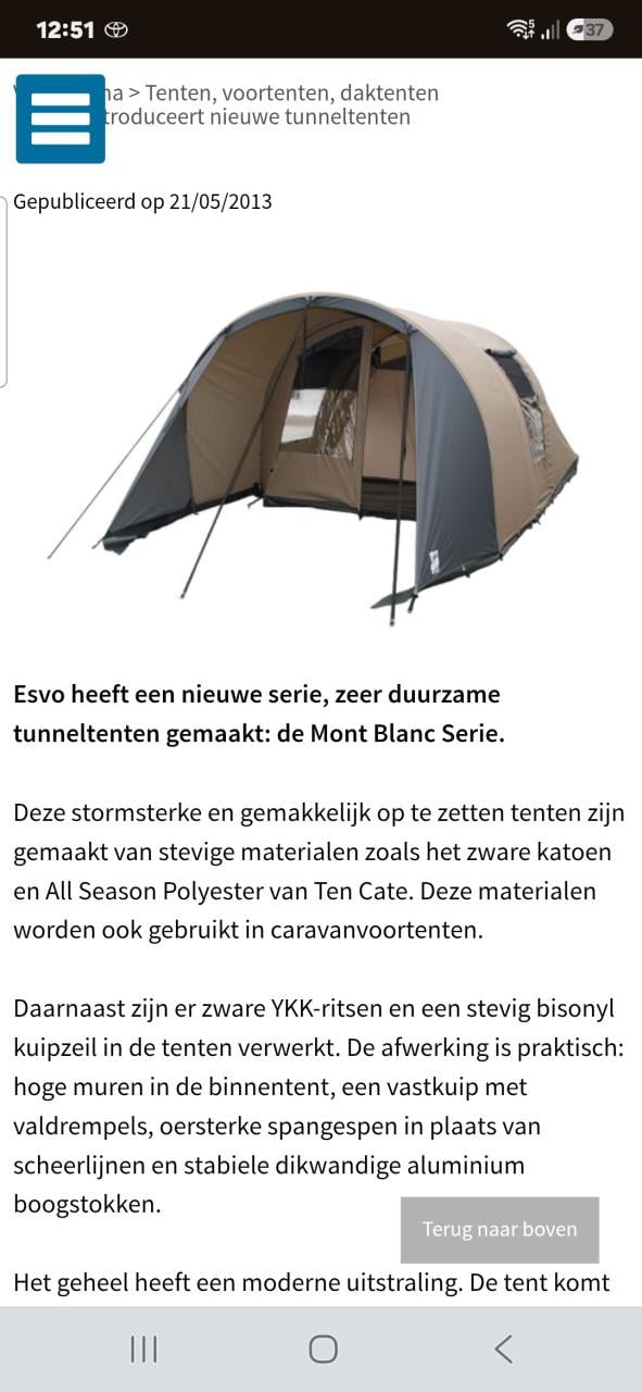 ESVO/Ten Cate 4 pers +4 seizoenen + vast grondzeil