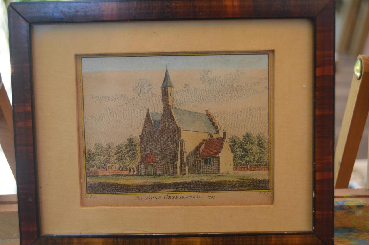 Gravure 'het dorp Grypskerke' 1743
