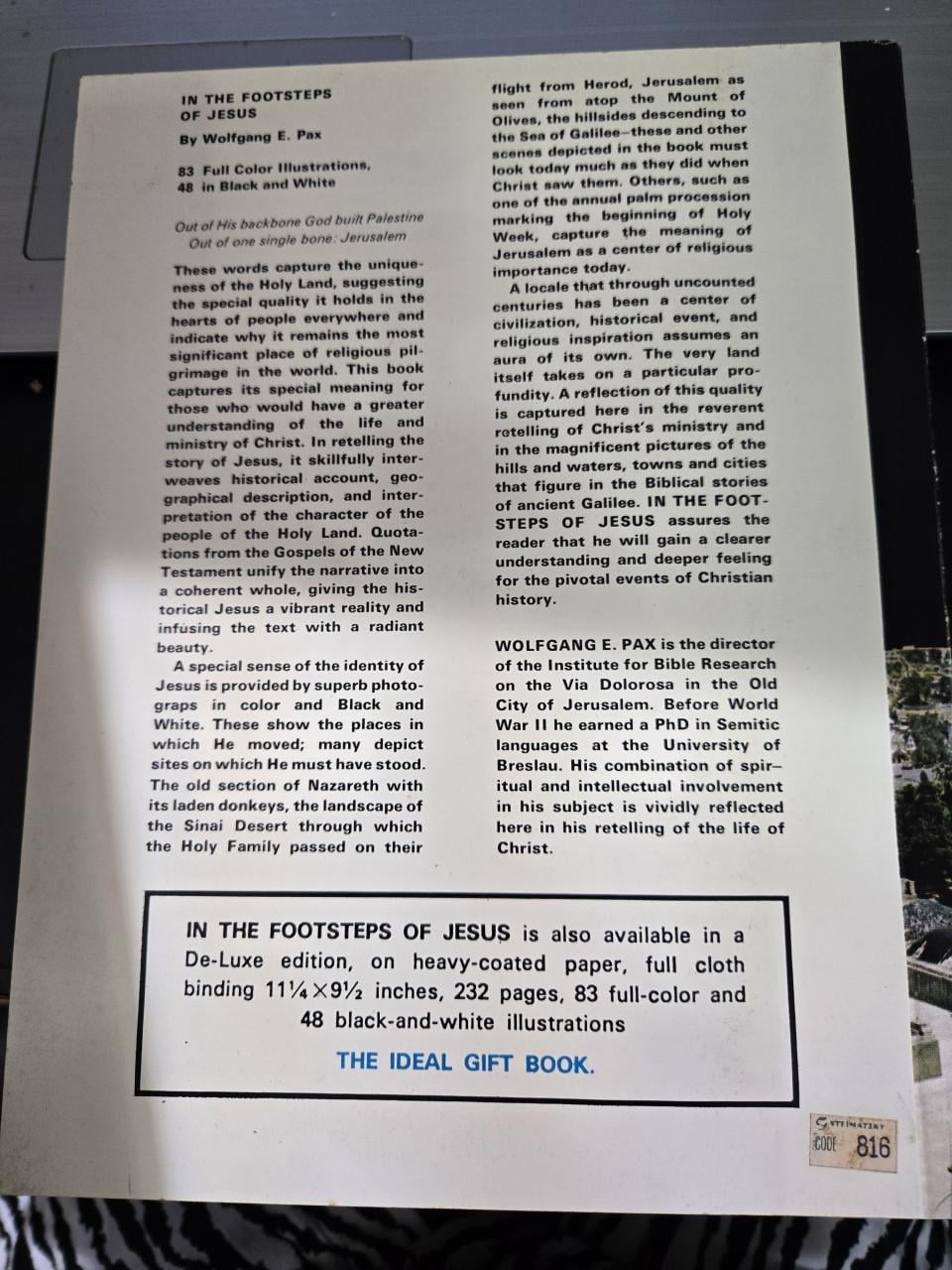 Boek ; In the Footsteps of Jesus: door Wolfgang E. Pax. 1976 4e druk