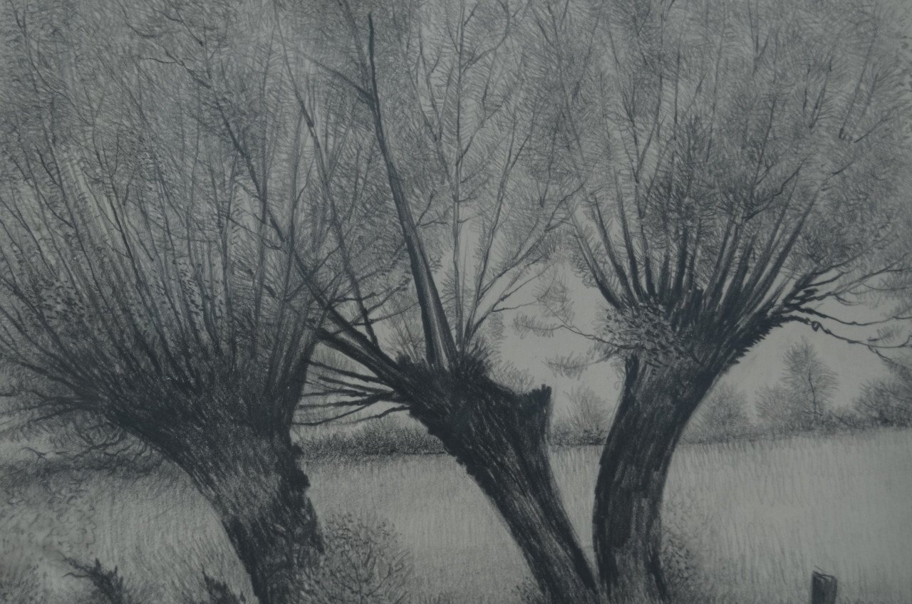 10 x Hendrik Voskuijl (1893 - 1980) potloodtek. bomen (1) o.a. Slenaken