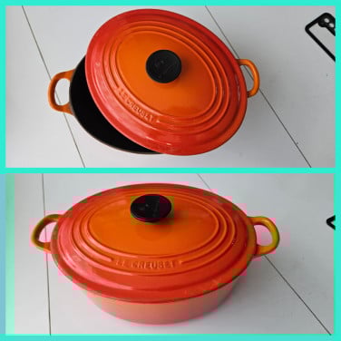 Le creuset braadpan ovaal 29 cm oranje gietijzer