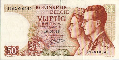 Biljet Belgie 50 Frank 1966
