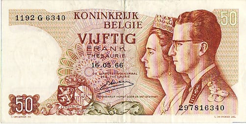 Biljet Belgie 50 Frank 1966