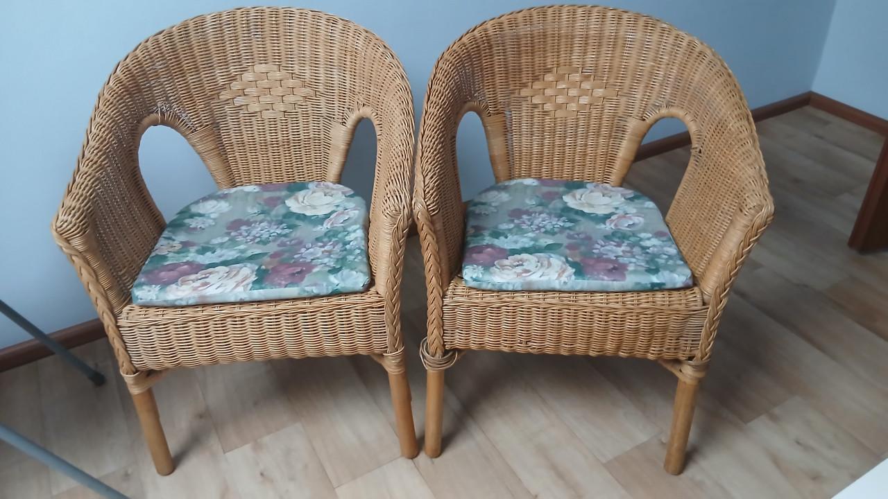 Rieten stoel rotan stoelen 2 stuks met kussentjes extra zitplaats