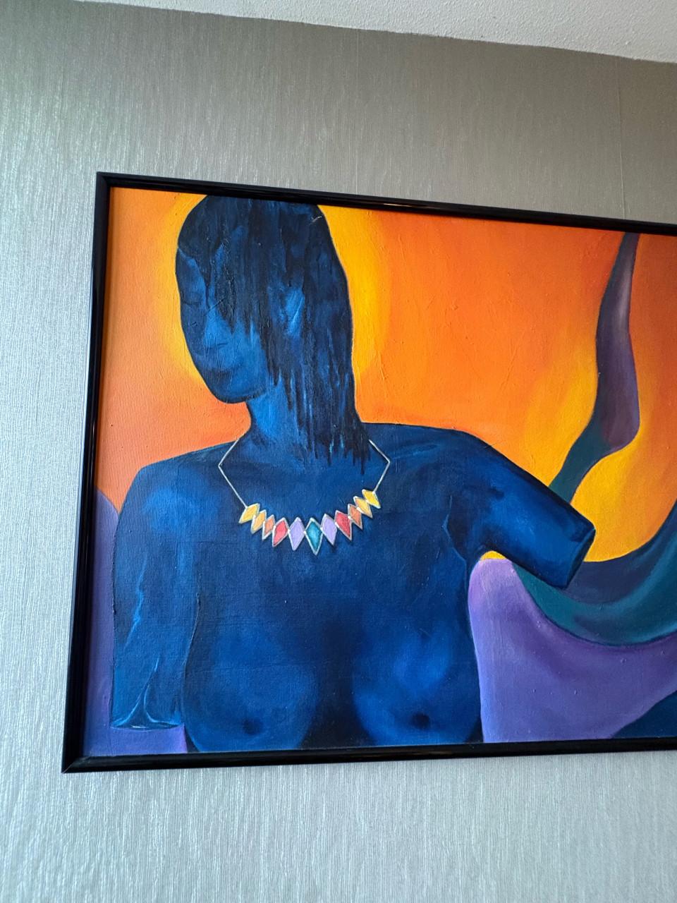 Groot schilderij op doek van vrouwelijk silhouet