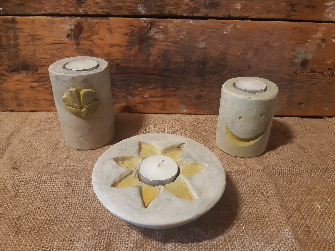 Betonnen schaal en waxine bakjes voor binnen of buiten