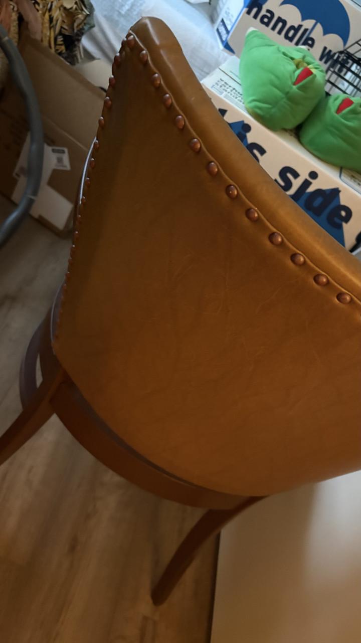 Vintage fauteuil/stoel cognac leer/hout