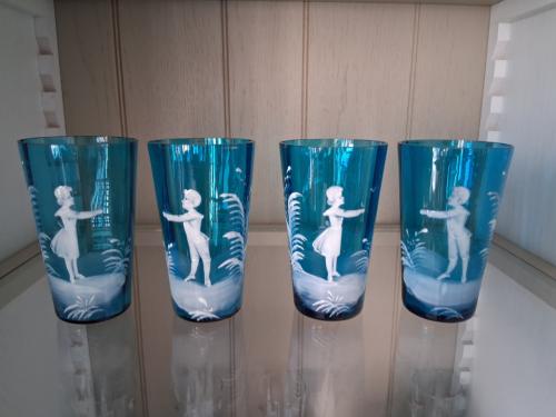 Mary Gregory victoriaanse handgeblazen glazen emaille geschilderd ca. 1880