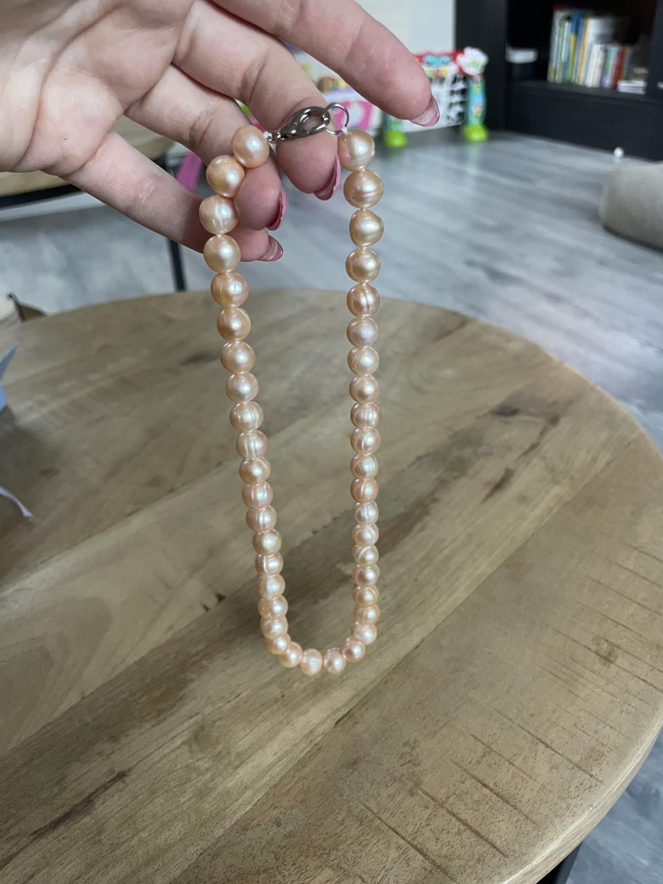 Vintage roze parelketting parels